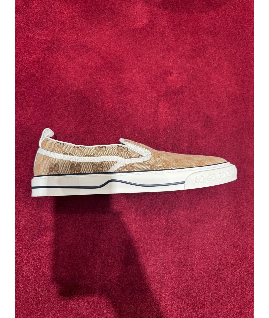 GUCCI Коричневые текстильные мокасины, фото 9