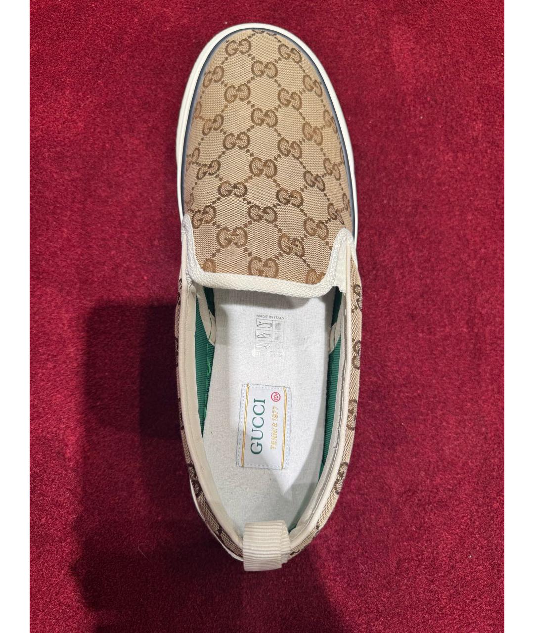 GUCCI Коричневые текстильные мокасины, фото 3