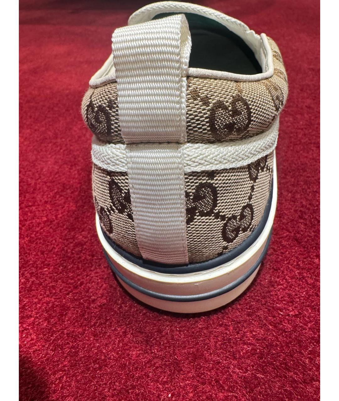 GUCCI Коричневые текстильные мокасины, фото 4