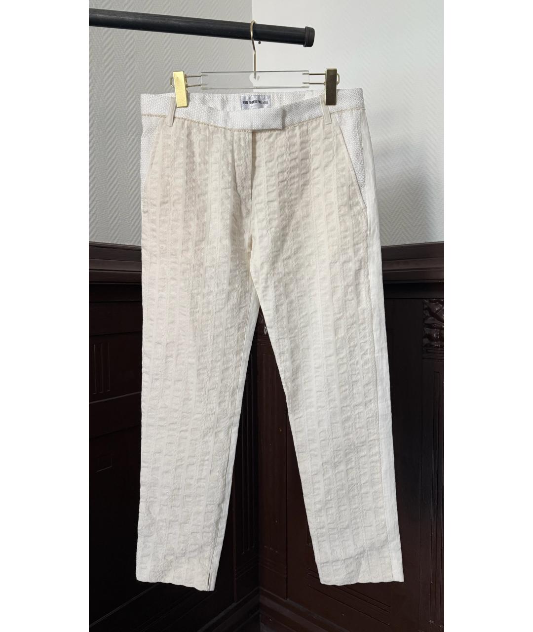 ANN DEMEULEMEESTER Белые прямые брюки, фото 8