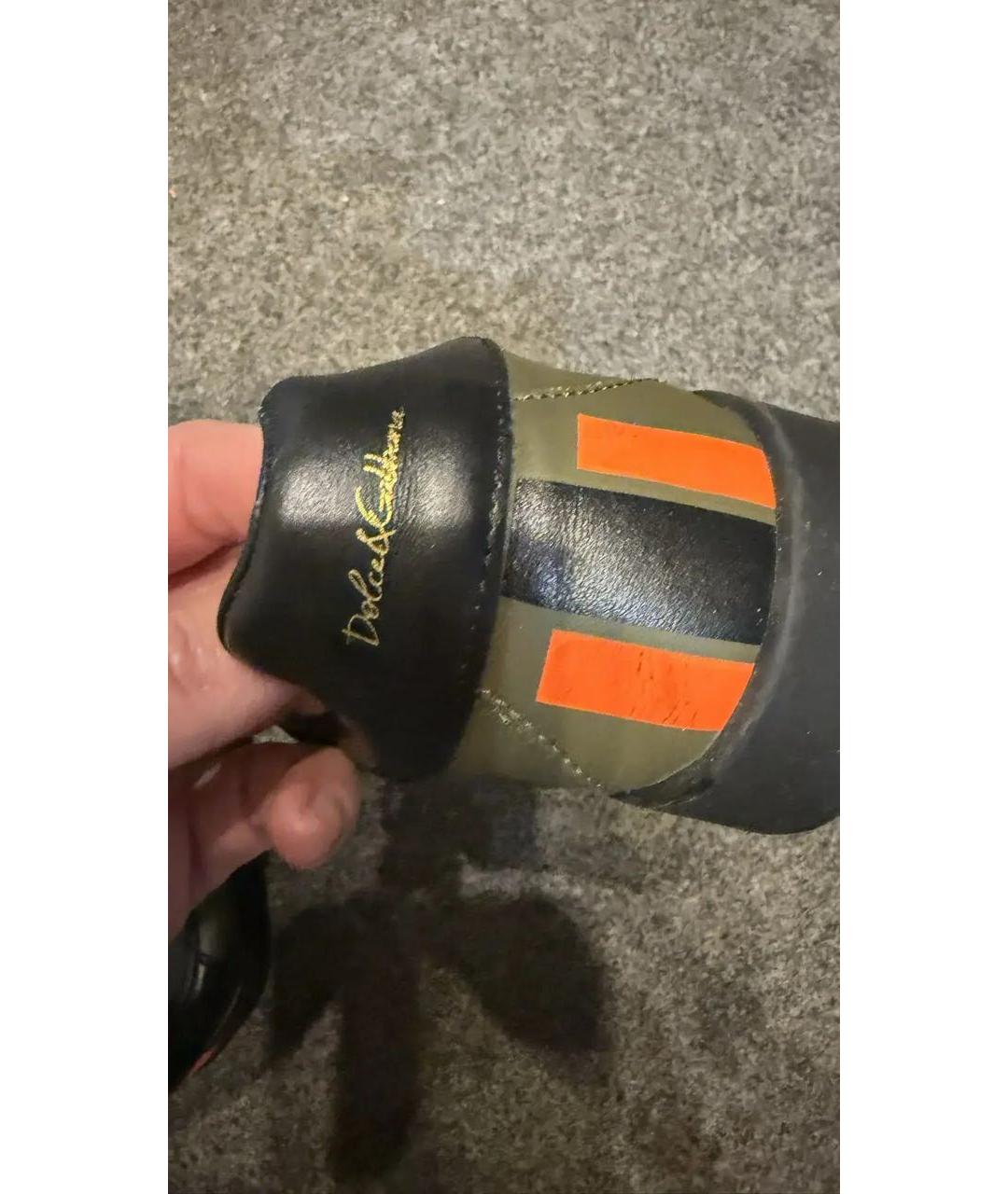 DOLCE&GABBANA Хаки кожаные кеды, фото 7