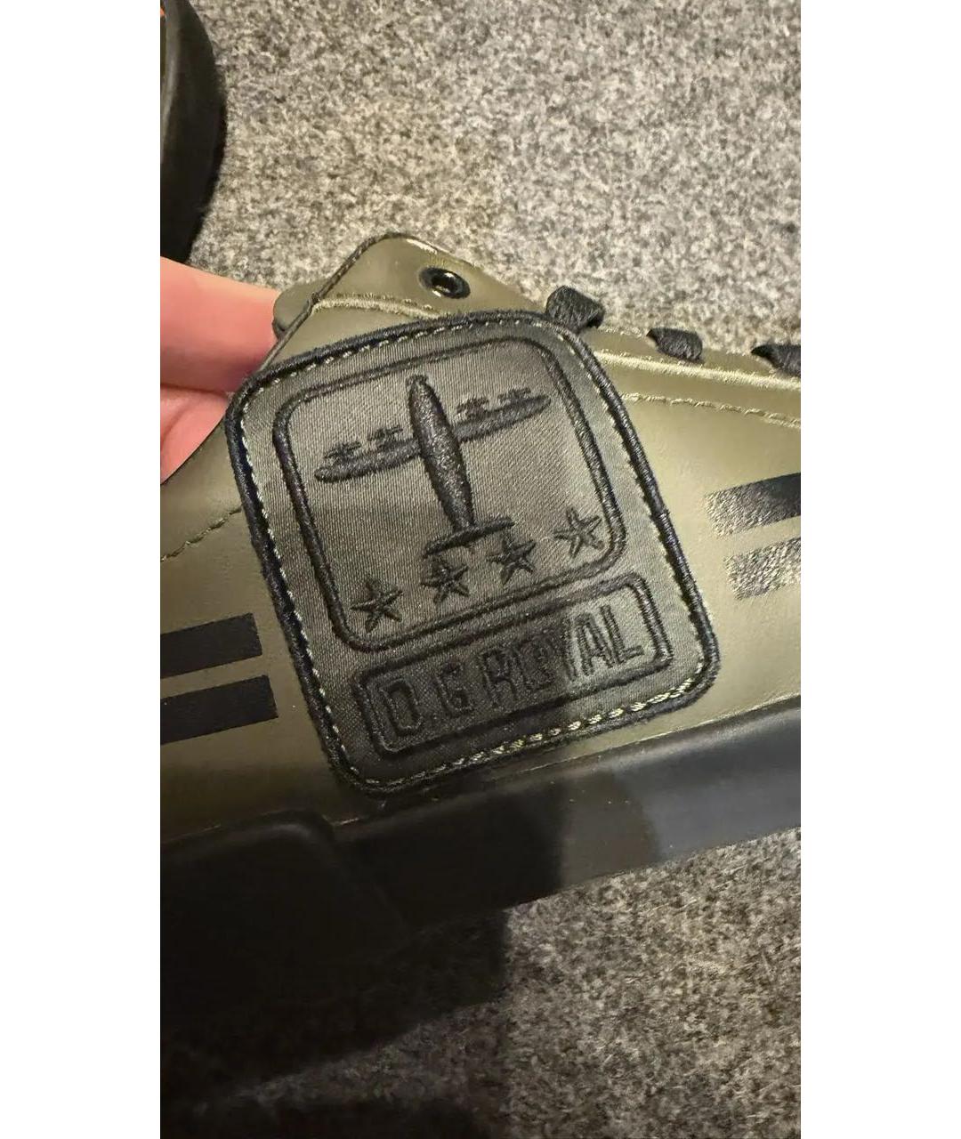 DOLCE&GABBANA Хаки кожаные кеды, фото 5