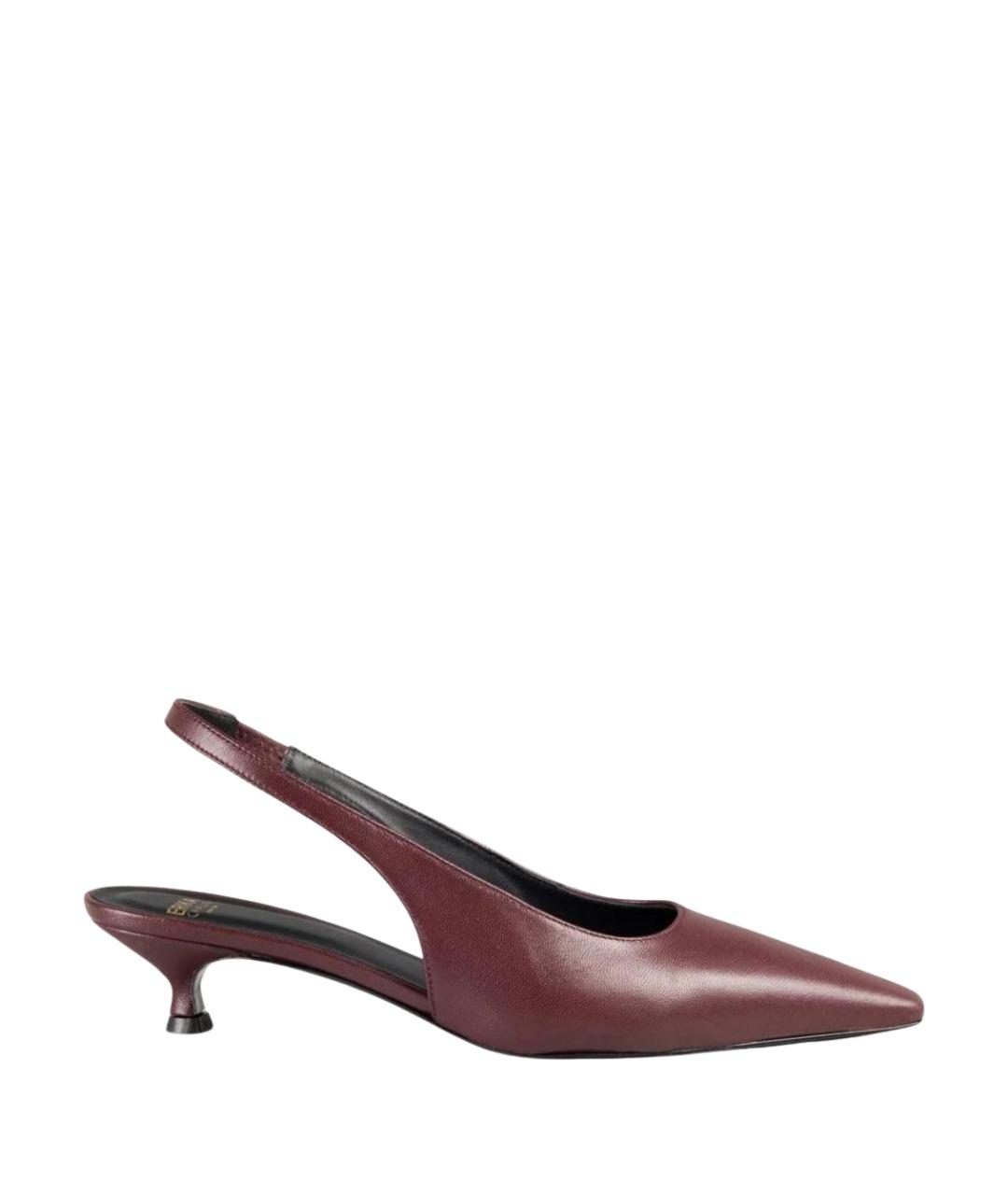 ERIKA CAVALLINI Бордовые кожаные лодочки на низком каблуке, фото 1