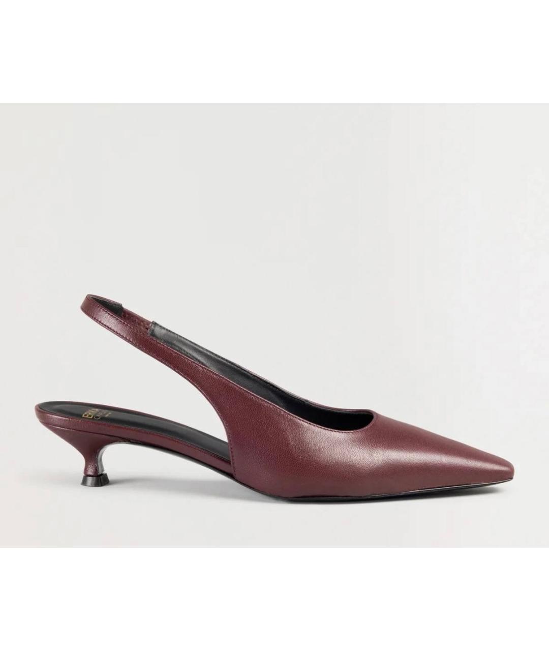 ERIKA CAVALLINI Бордовые кожаные лодочки на низком каблуке, фото 7
