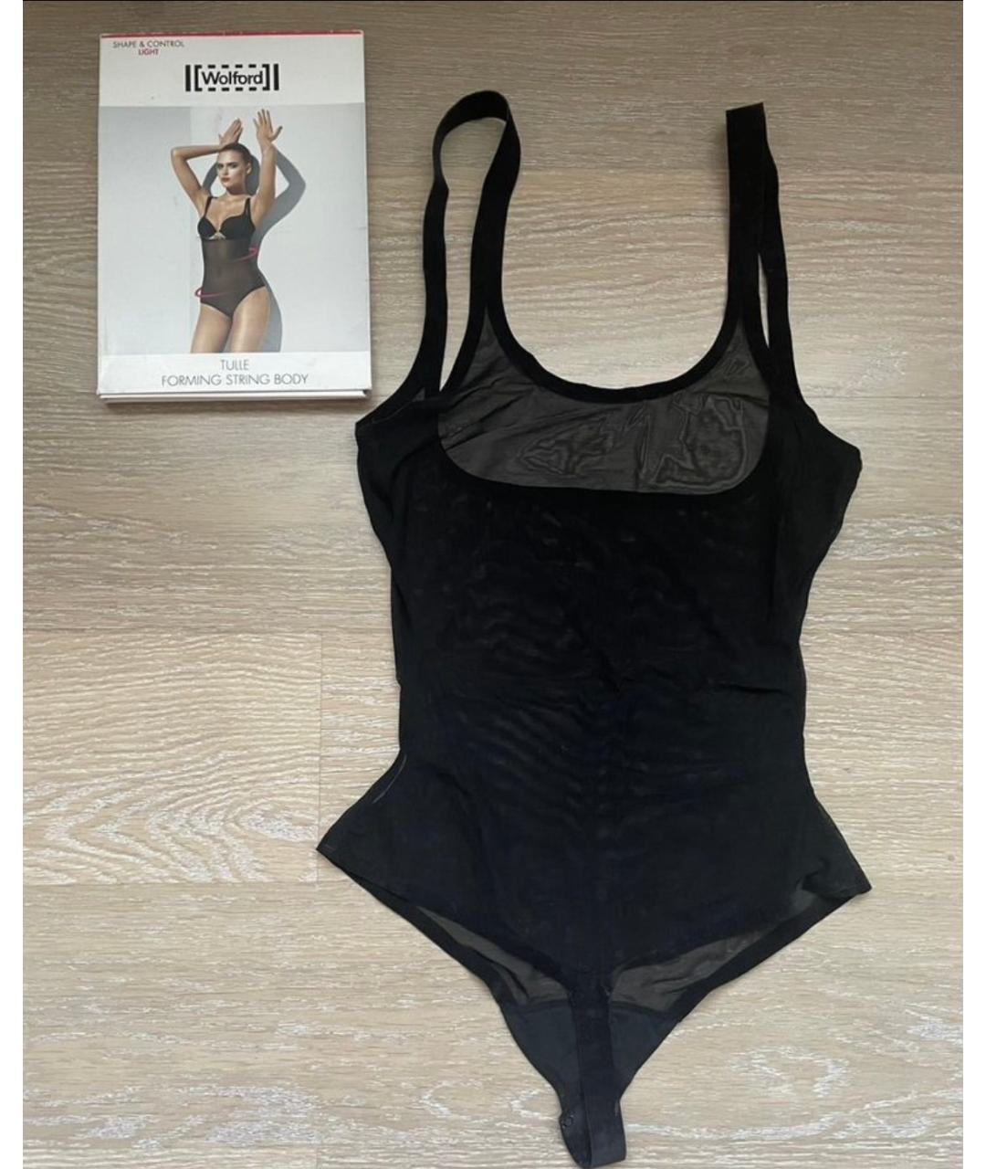 WOLFORD Черное хлопко-эластановое боди, фото 7