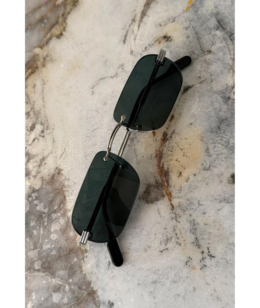 CARTIER Зеленые металлические солнцезащитные очки, фото 5