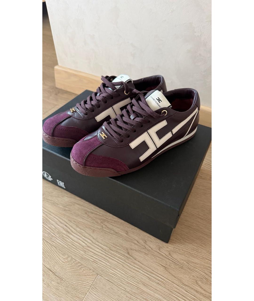 ELISABETTA FRANCHI Бордовые кожаные кроссовки, фото 7