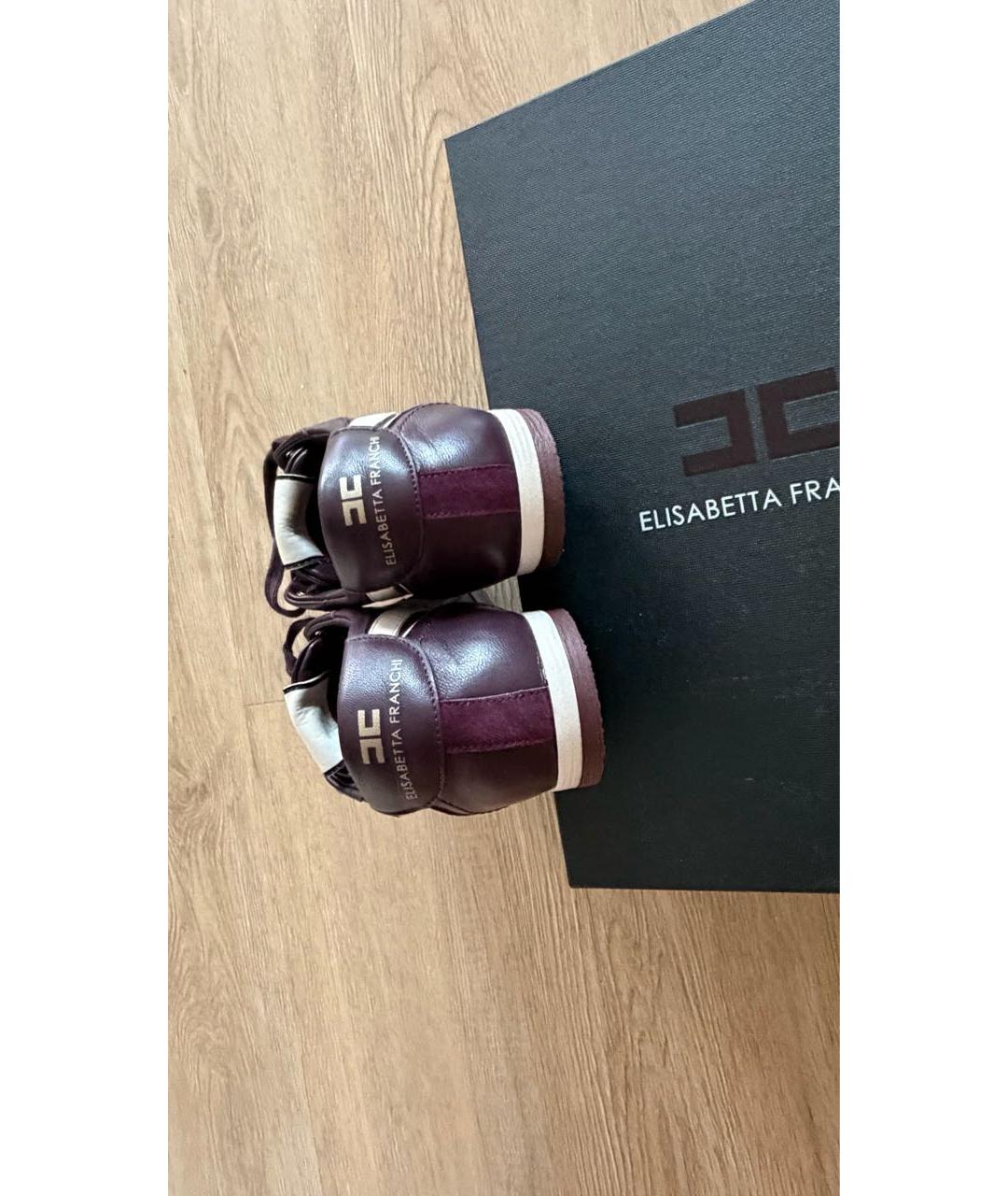 ELISABETTA FRANCHI Бордовые кожаные кроссовки, фото 4