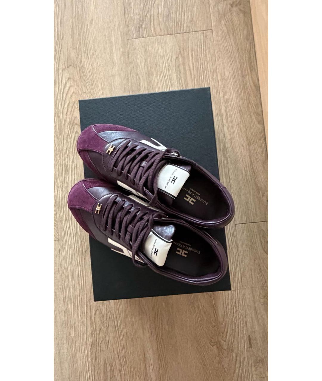 ELISABETTA FRANCHI Бордовые кожаные кроссовки, фото 3