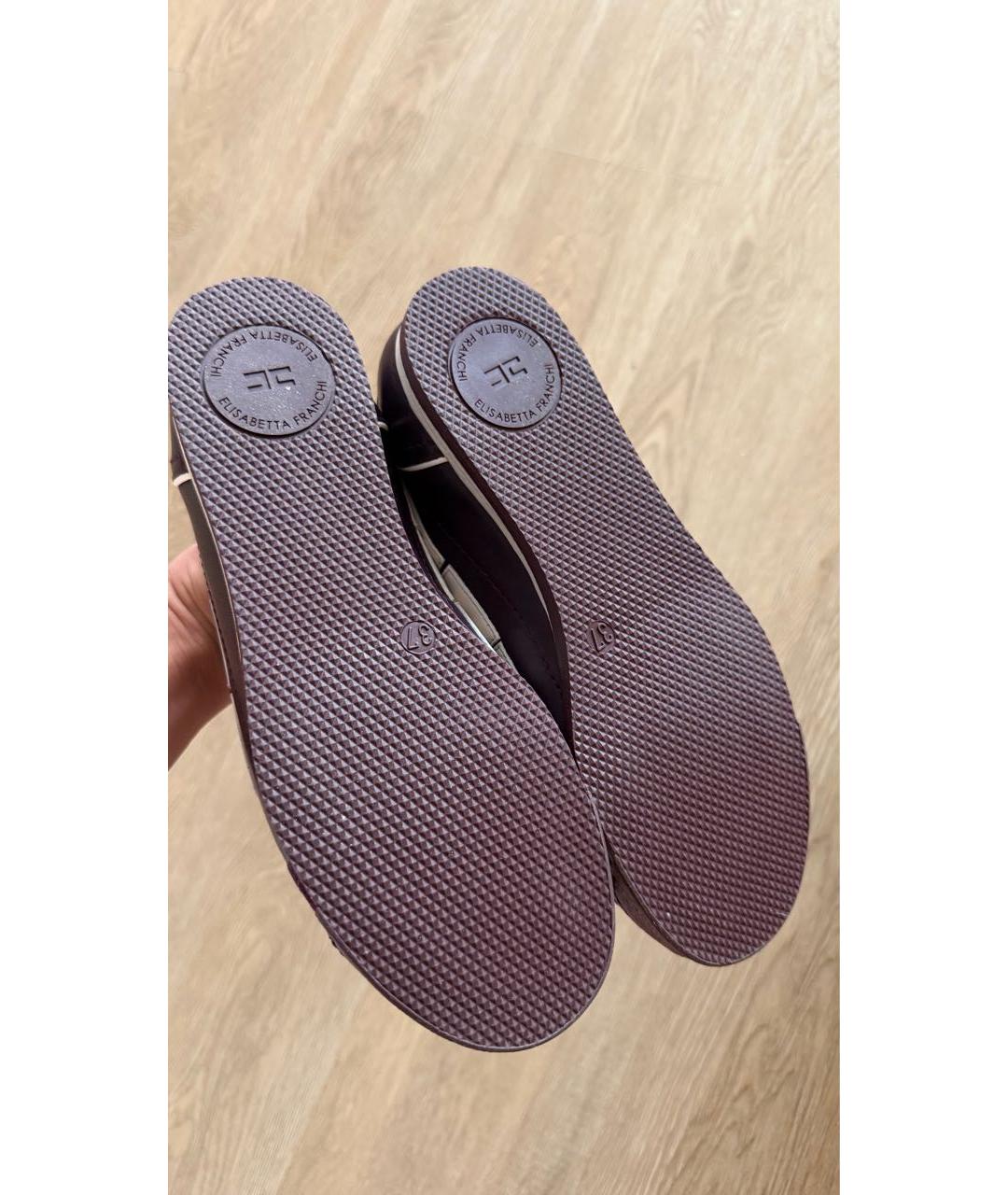 ELISABETTA FRANCHI Бордовые кожаные кроссовки, фото 6