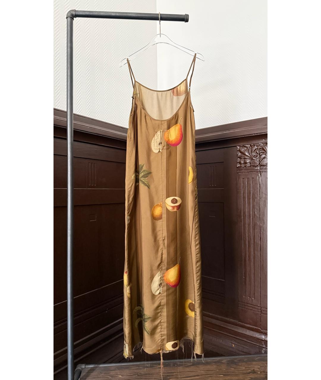 UMA WANG Горчичное атласное коктейльное платье, фото 2