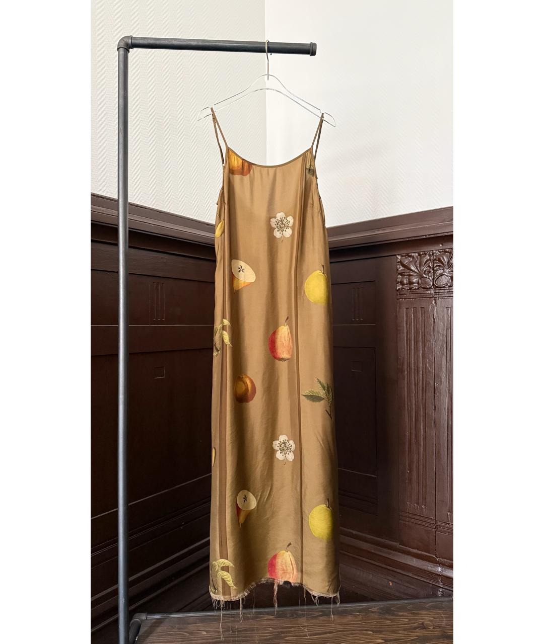 UMA WANG Горчичное атласное коктейльное платье, фото 7