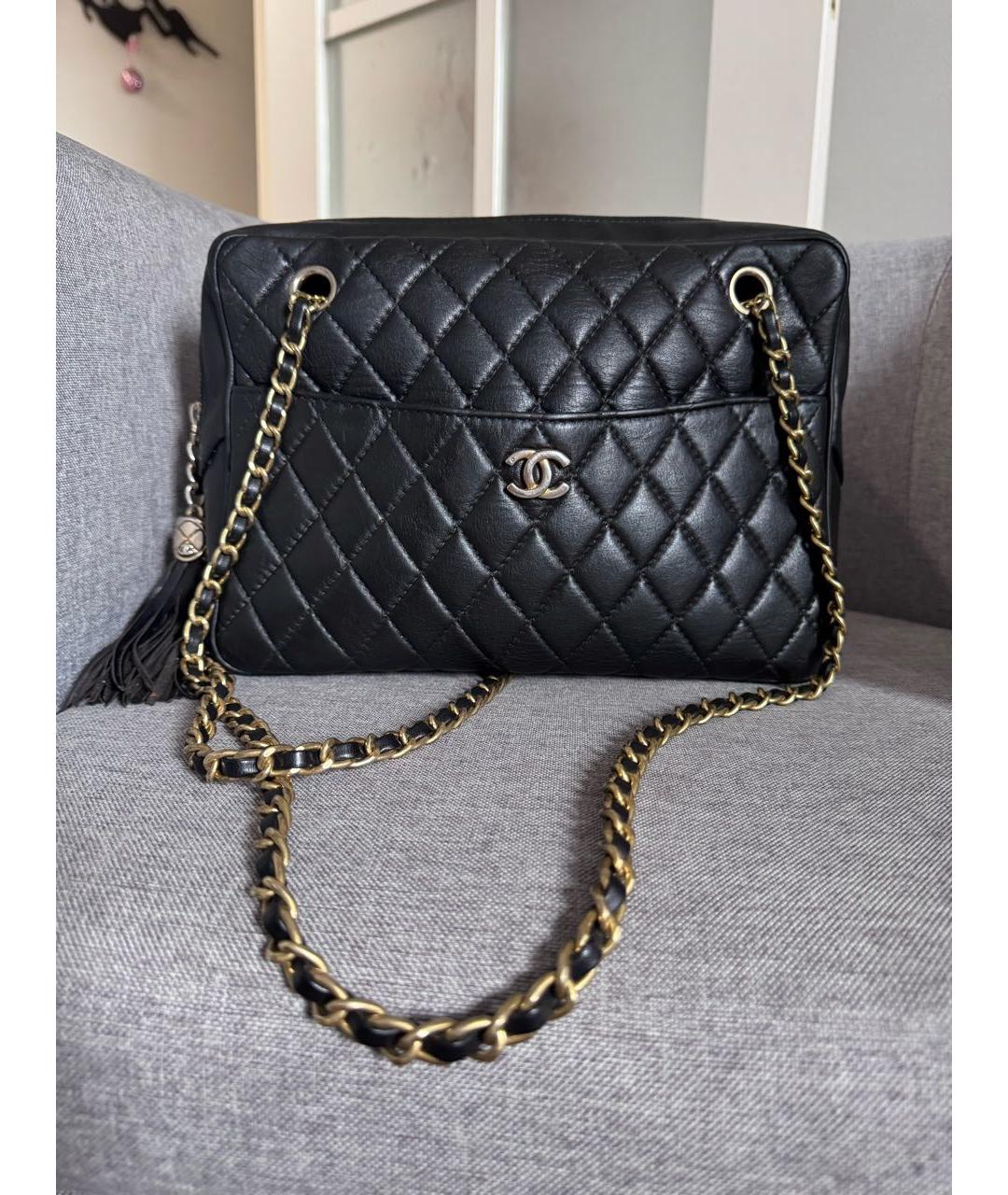 CHANEL Черная кожаная сумка через плечо, фото 9