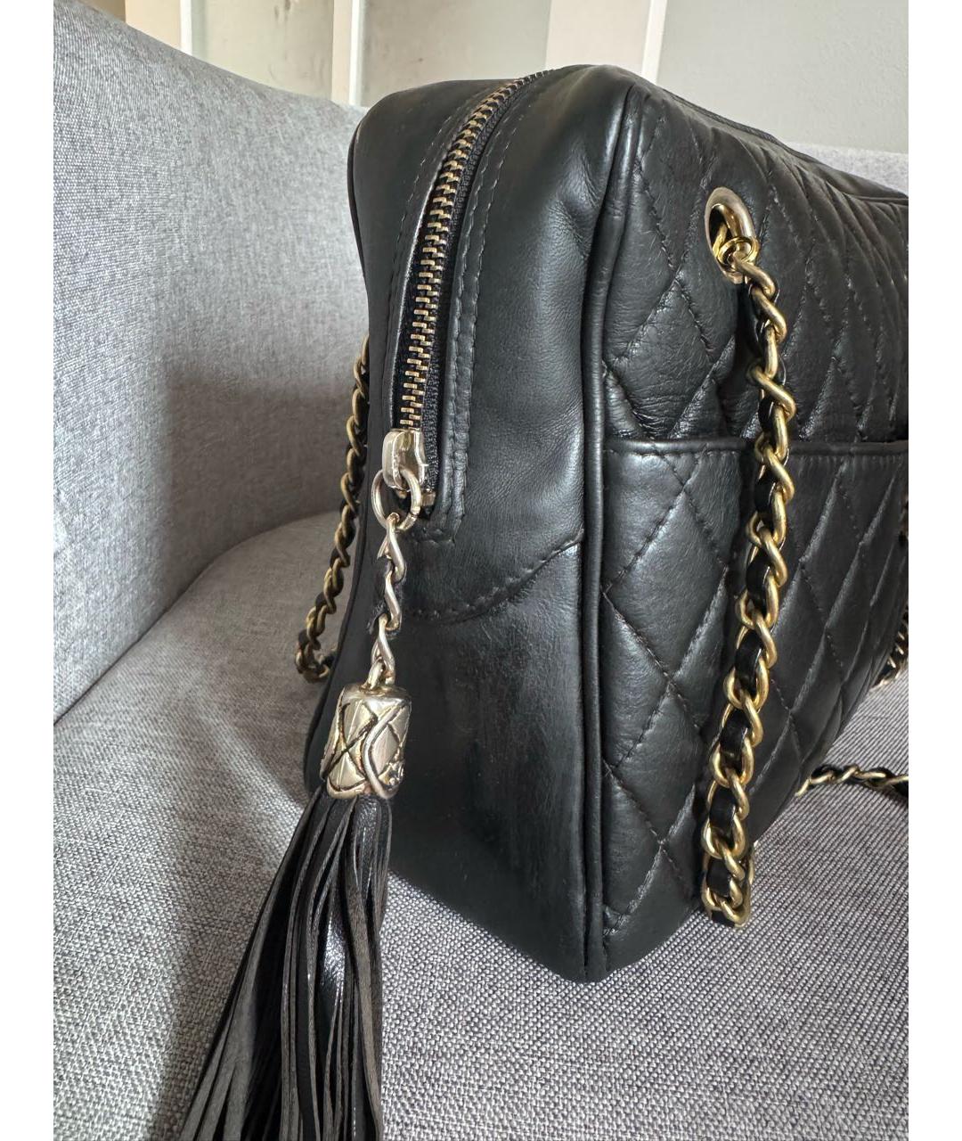 CHANEL Черная кожаная сумка через плечо, фото 3