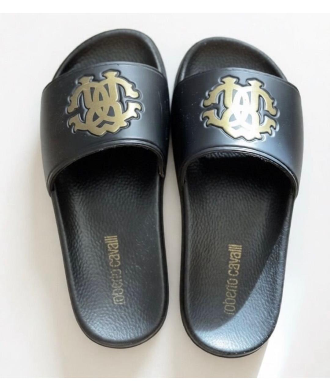 ROBERTO CAVALLI Черные резиновые шлепанцы, фото 3