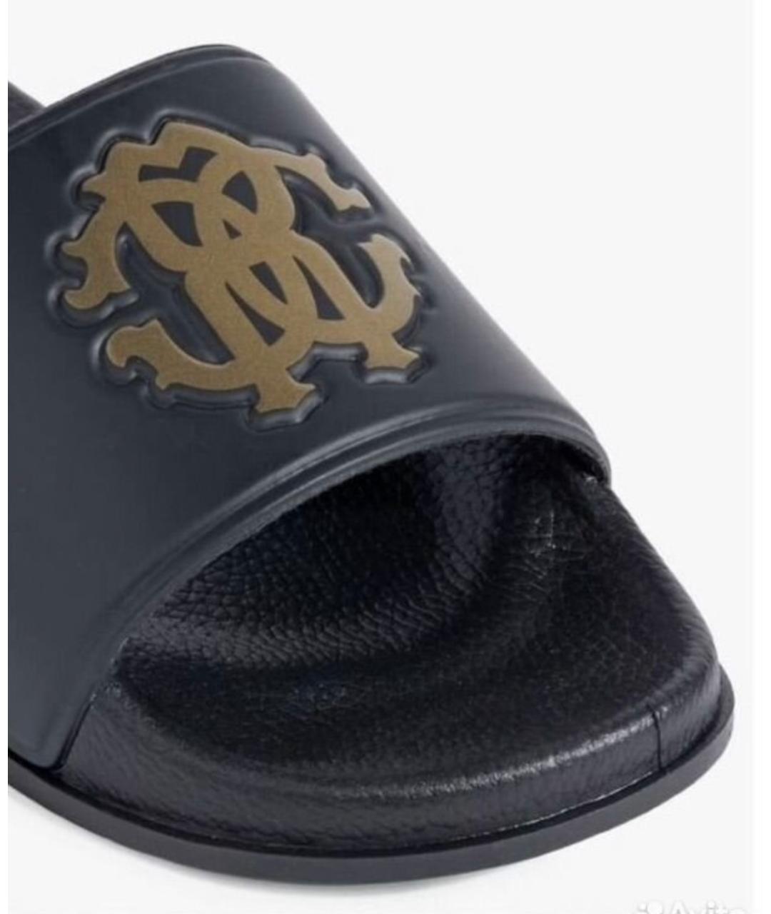 ROBERTO CAVALLI Черные резиновые шлепанцы, фото 4