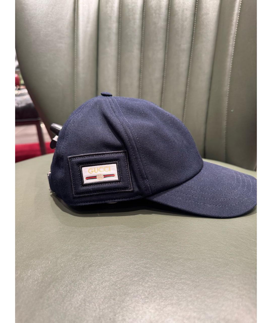 GUCCI Темно-синяя хлопковая кепка/бейсболка, фото 3