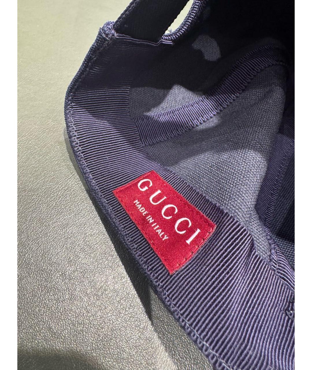GUCCI Темно-синяя хлопковая кепка/бейсболка, фото 6