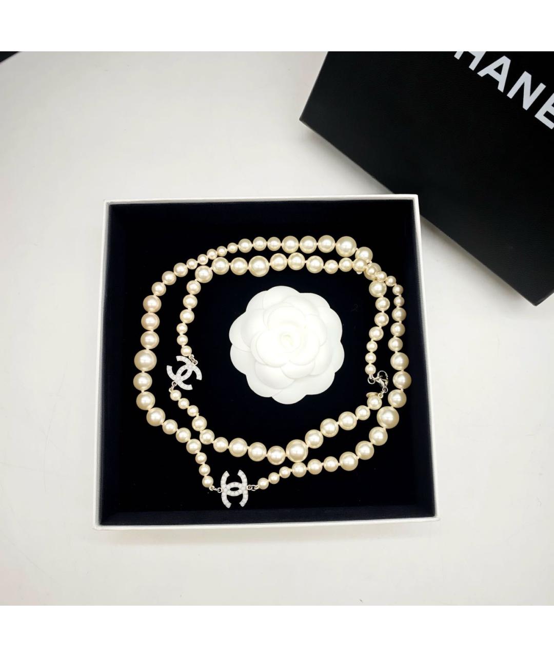 CHANEL Белое жемчужное колье, фото 3