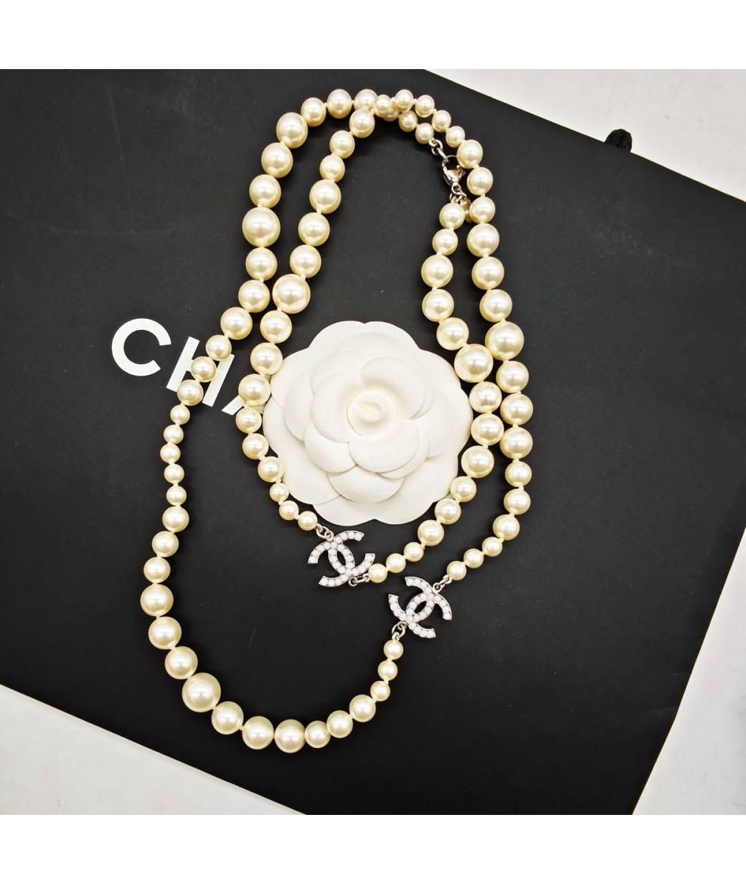 CHANEL Белое жемчужное колье, фото 2