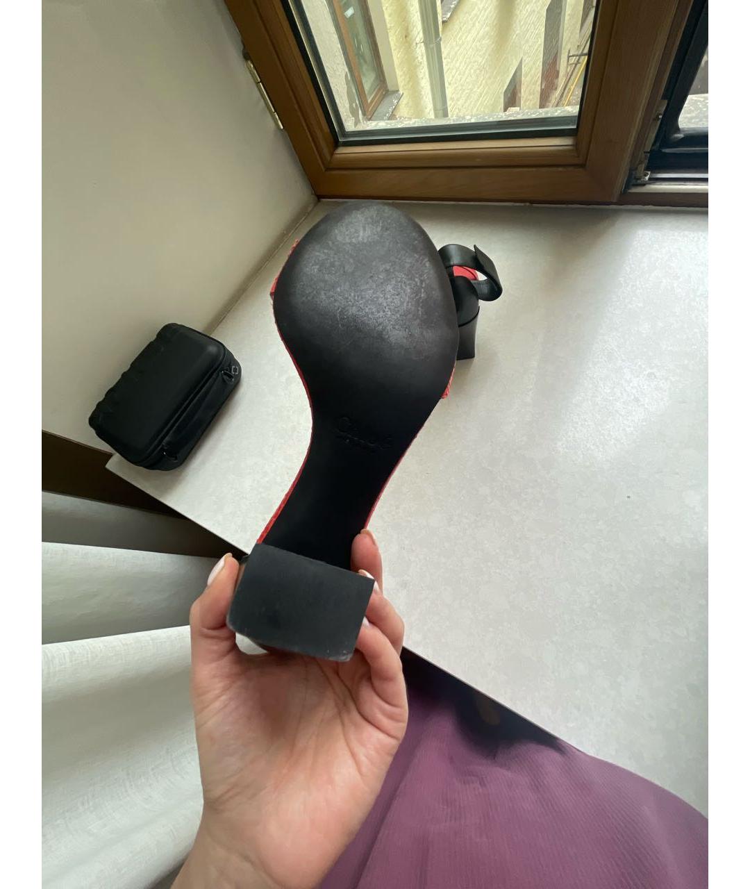 CHLOE Коралловые босоножки из экзотической кожи, фото 5