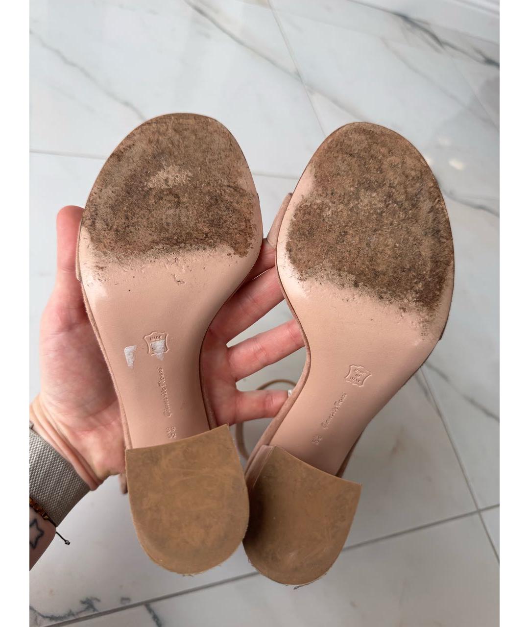 GIANVITO ROSSI Бежевые замшевые босоножки, фото 6