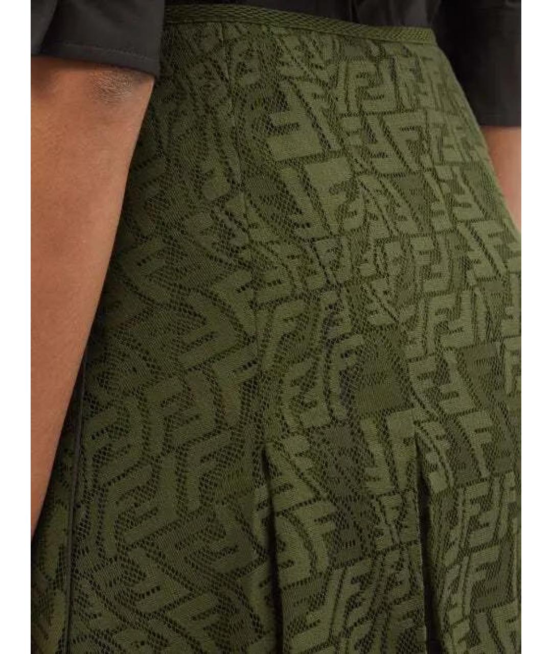 FENDI Зеленая юбка миди, фото 3