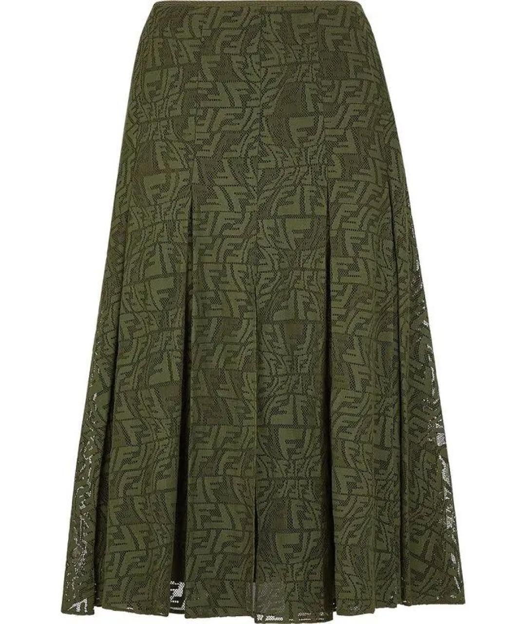 FENDI Зеленая юбка миди, фото 1