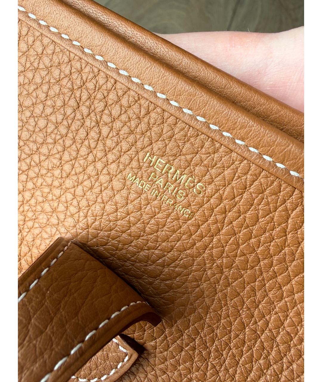 HERMES Золотая кожаная сумка через плечо, фото 3