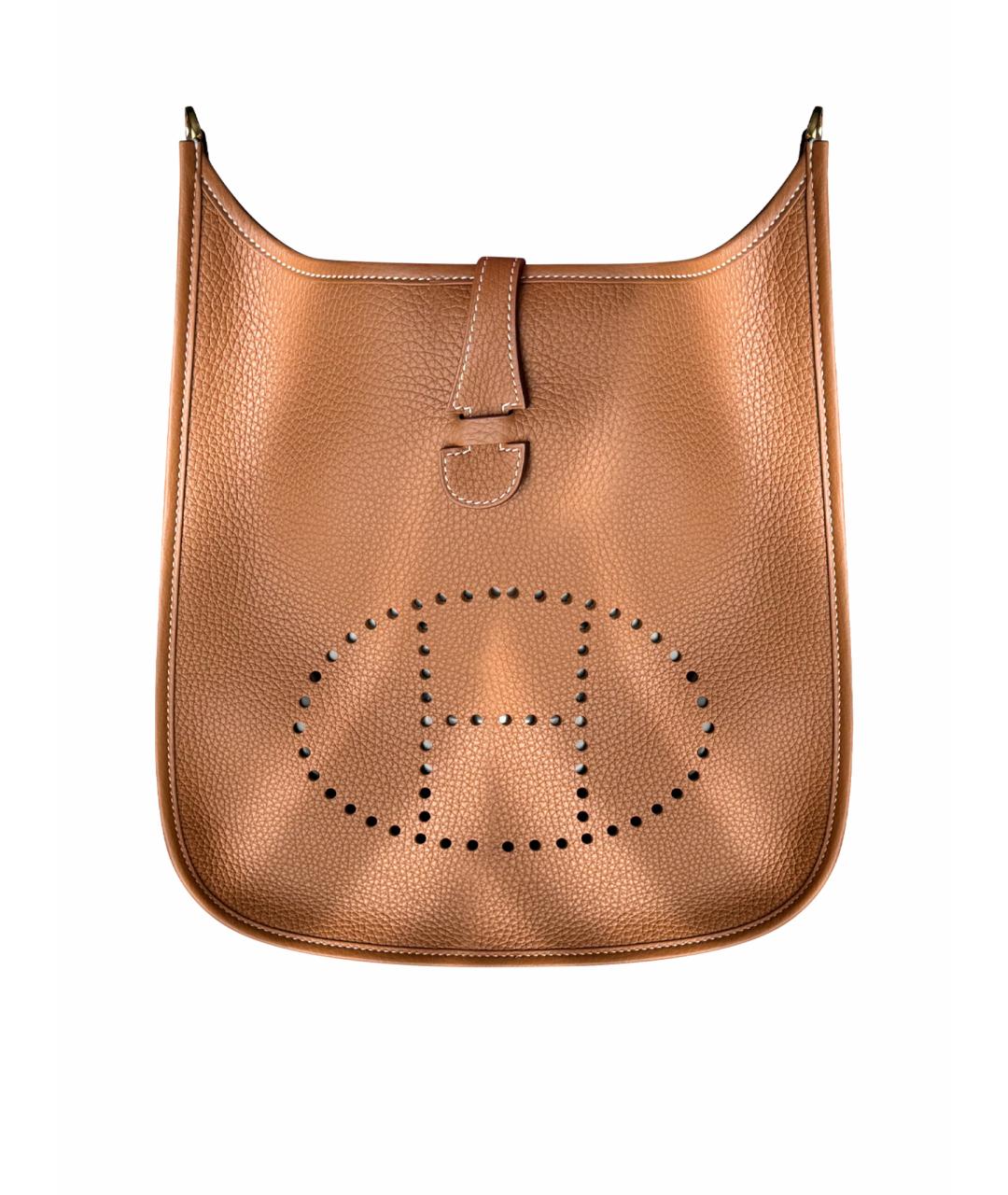 HERMES Золотая кожаная сумка через плечо, фото 1