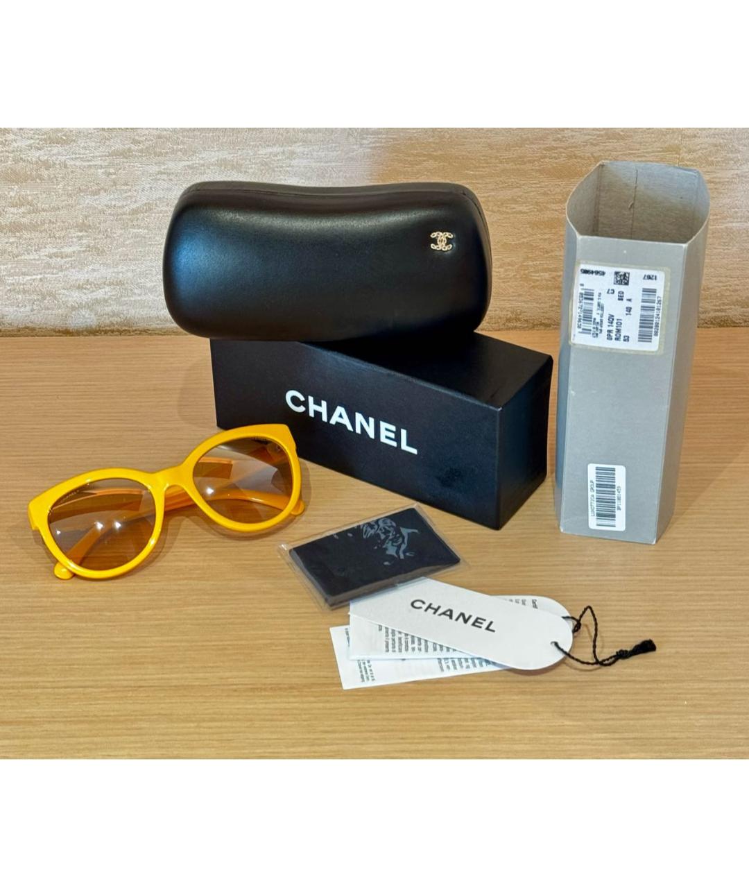 CHANEL Желтые пластиковые солнцезащитные очки, фото 4