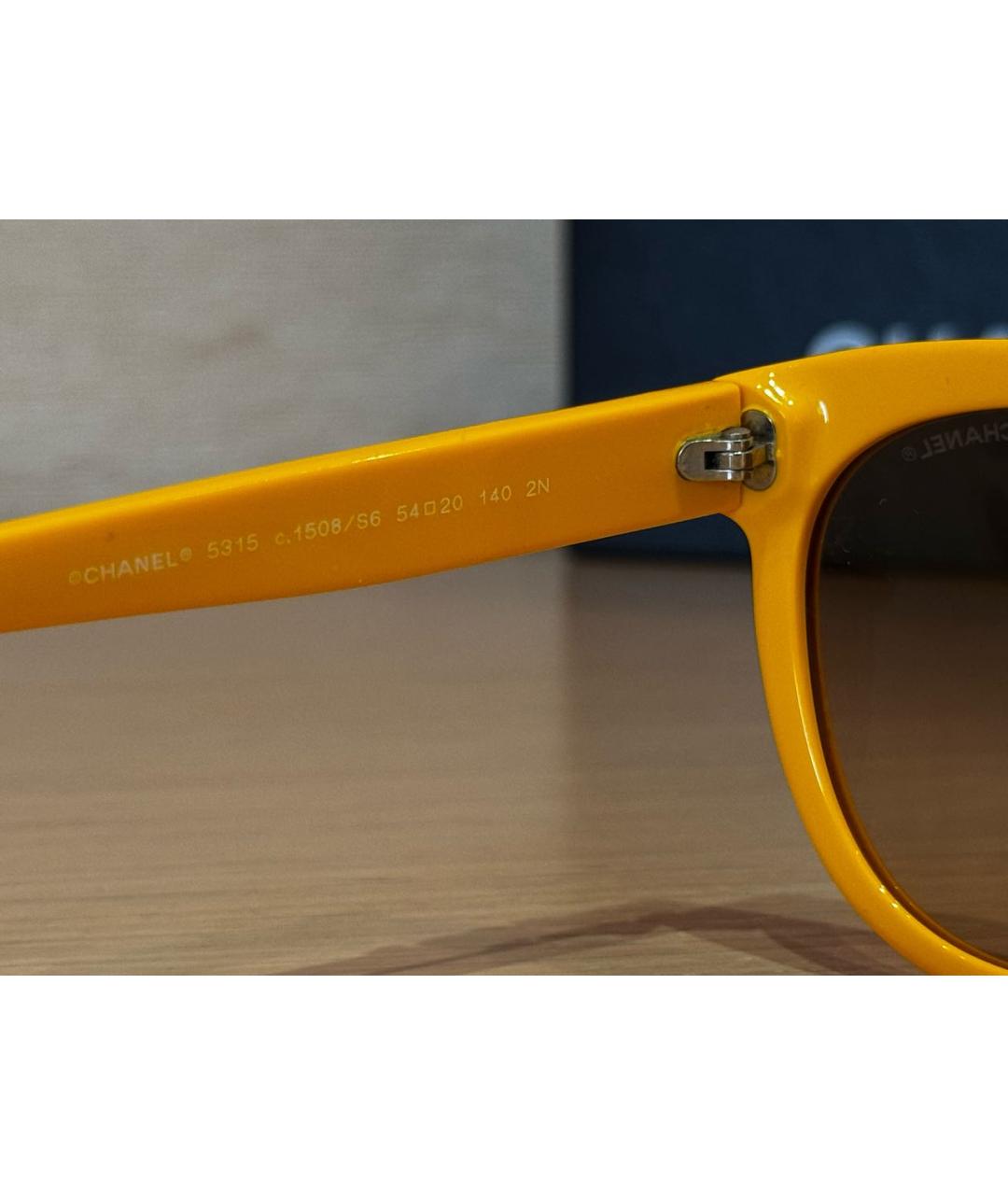 CHANEL Желтые пластиковые солнцезащитные очки, фото 7