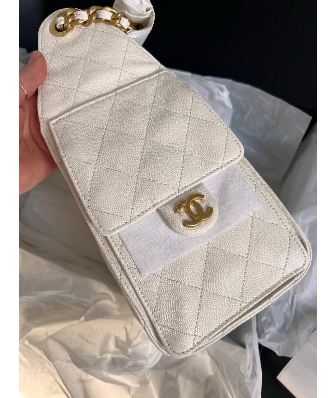 CHANEL Белая кожаная сумка через плечо, фото 3
