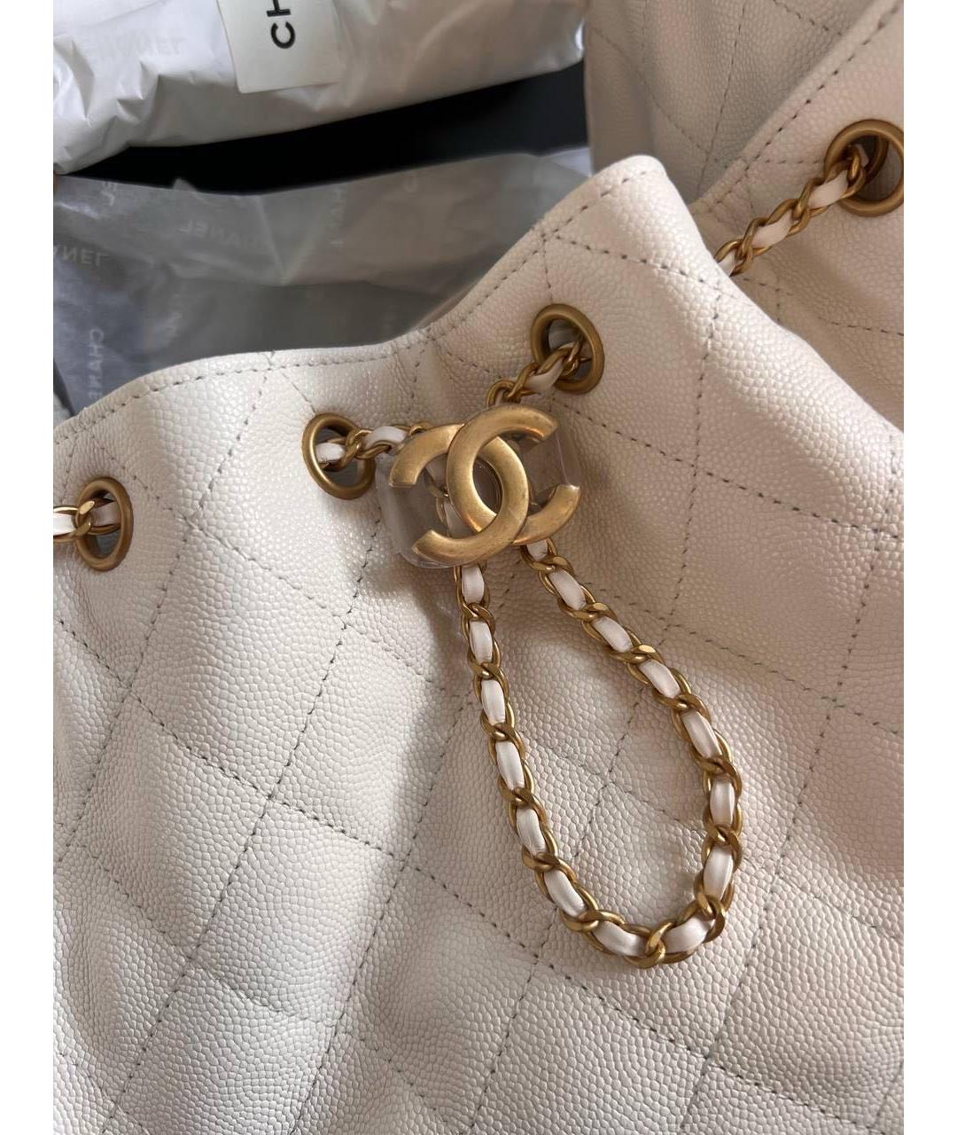 CHANEL Белая кожаная сумка через плечо, фото 2