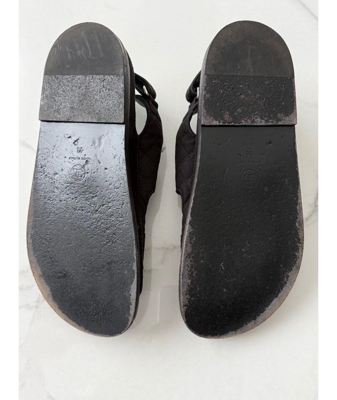 CHANEL Черные текстильные сандалии, фото 5