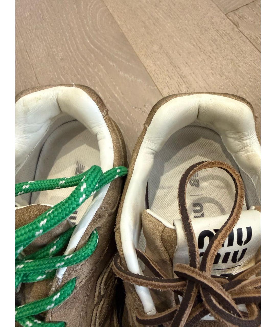 MIU MIU Коричневые замшевые кроссовки, фото 7