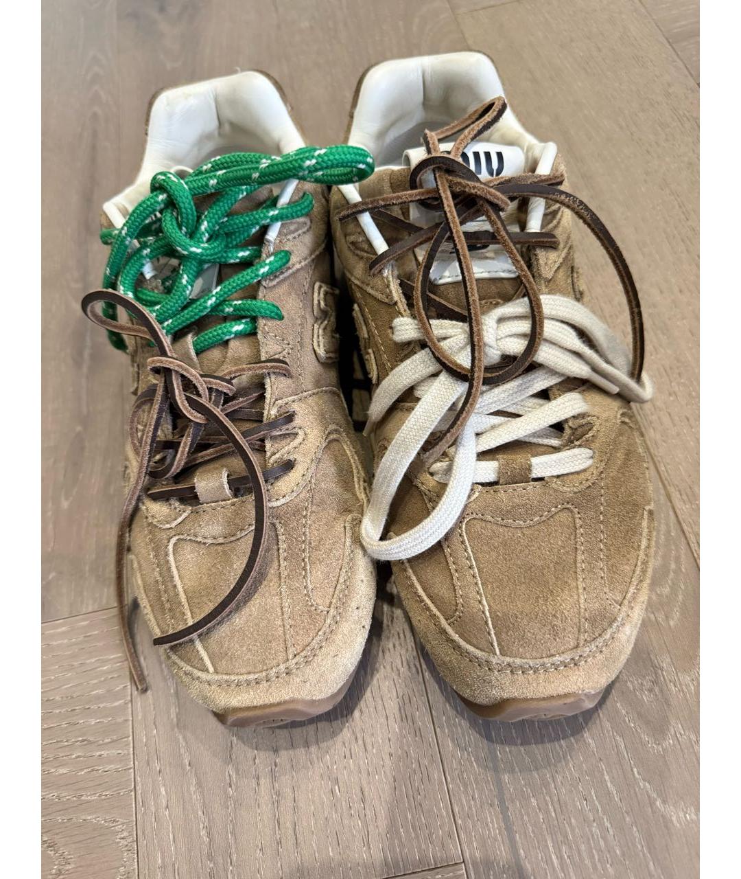 MIU MIU Коричневые замшевые кроссовки, фото 2