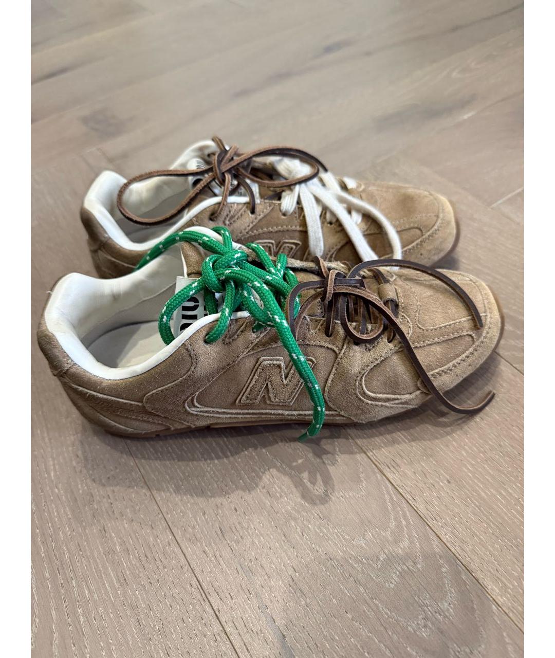 MIU MIU Коричневые замшевые кроссовки, фото 8