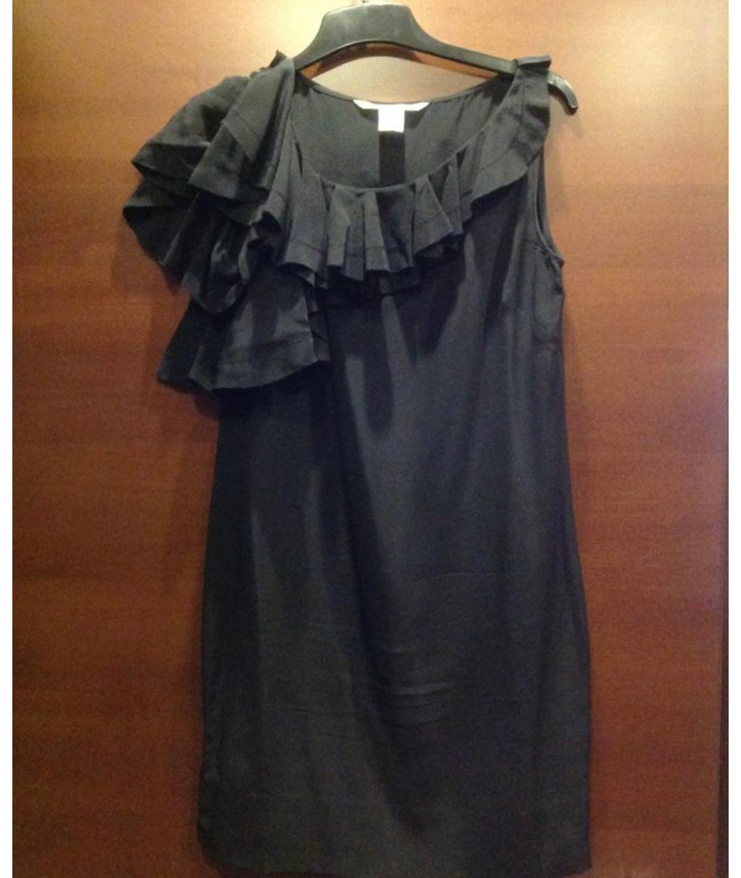 DIANE VON FURSTENBERG Черное шелковое коктейльное платье, фото 7