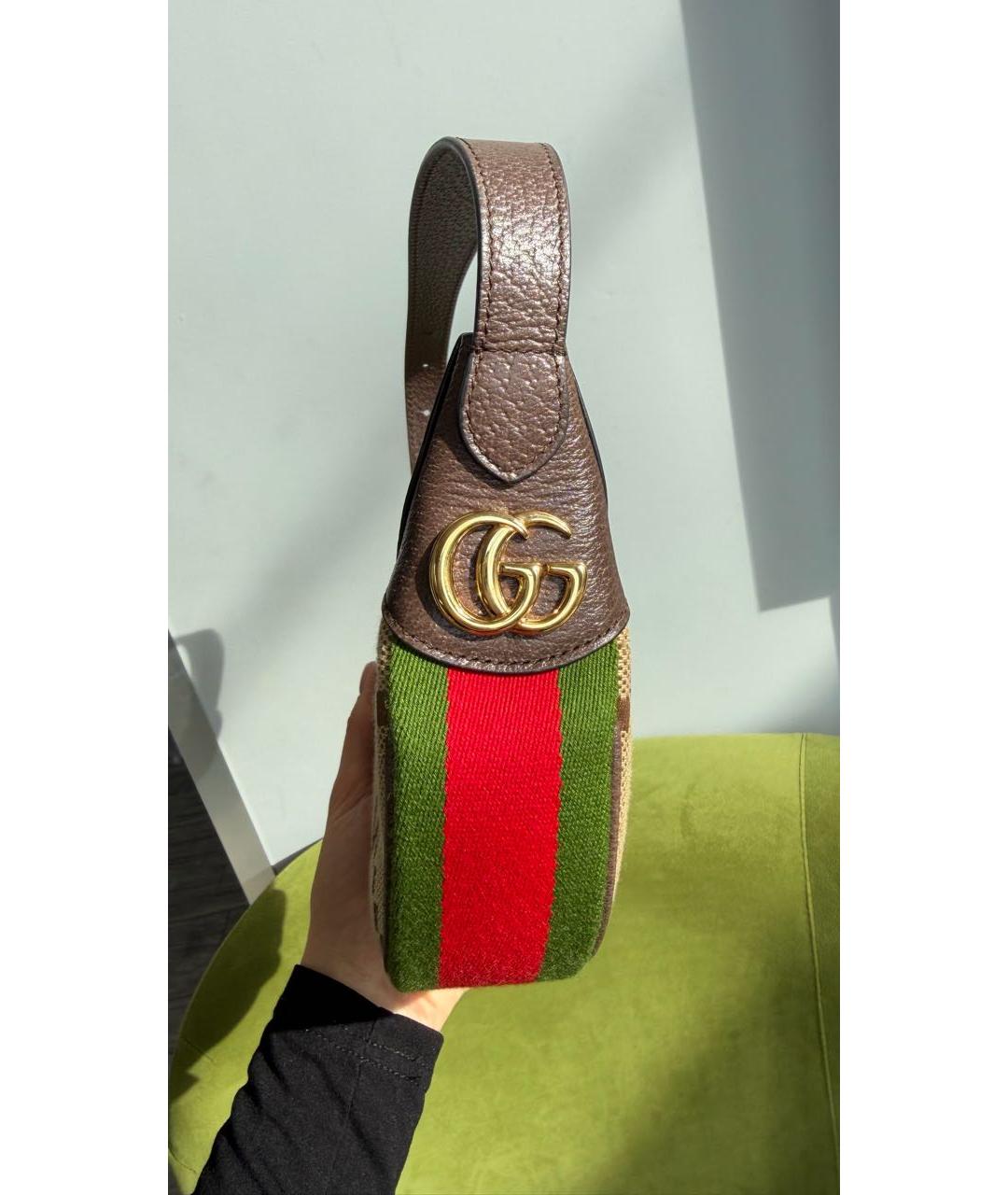 GUCCI Коричневая кожаная сумка с короткими ручками, фото 3