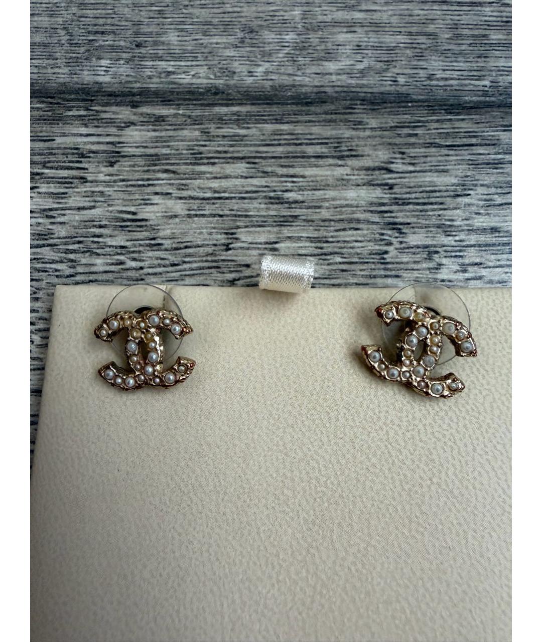 CHANEL Золотые с серебряным покрытием серьги, фото 5