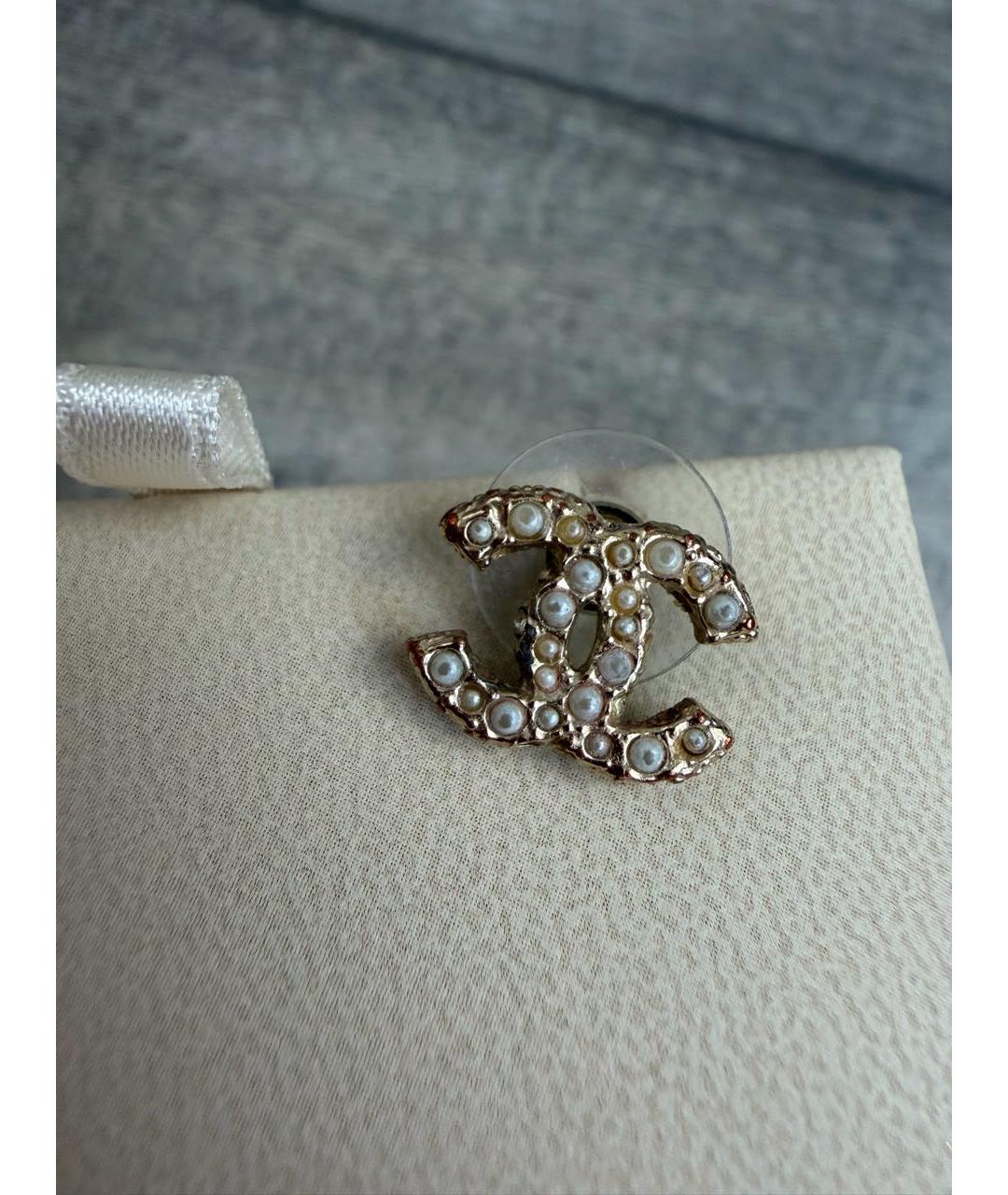 CHANEL Золотые с серебряным покрытием серьги, фото 4