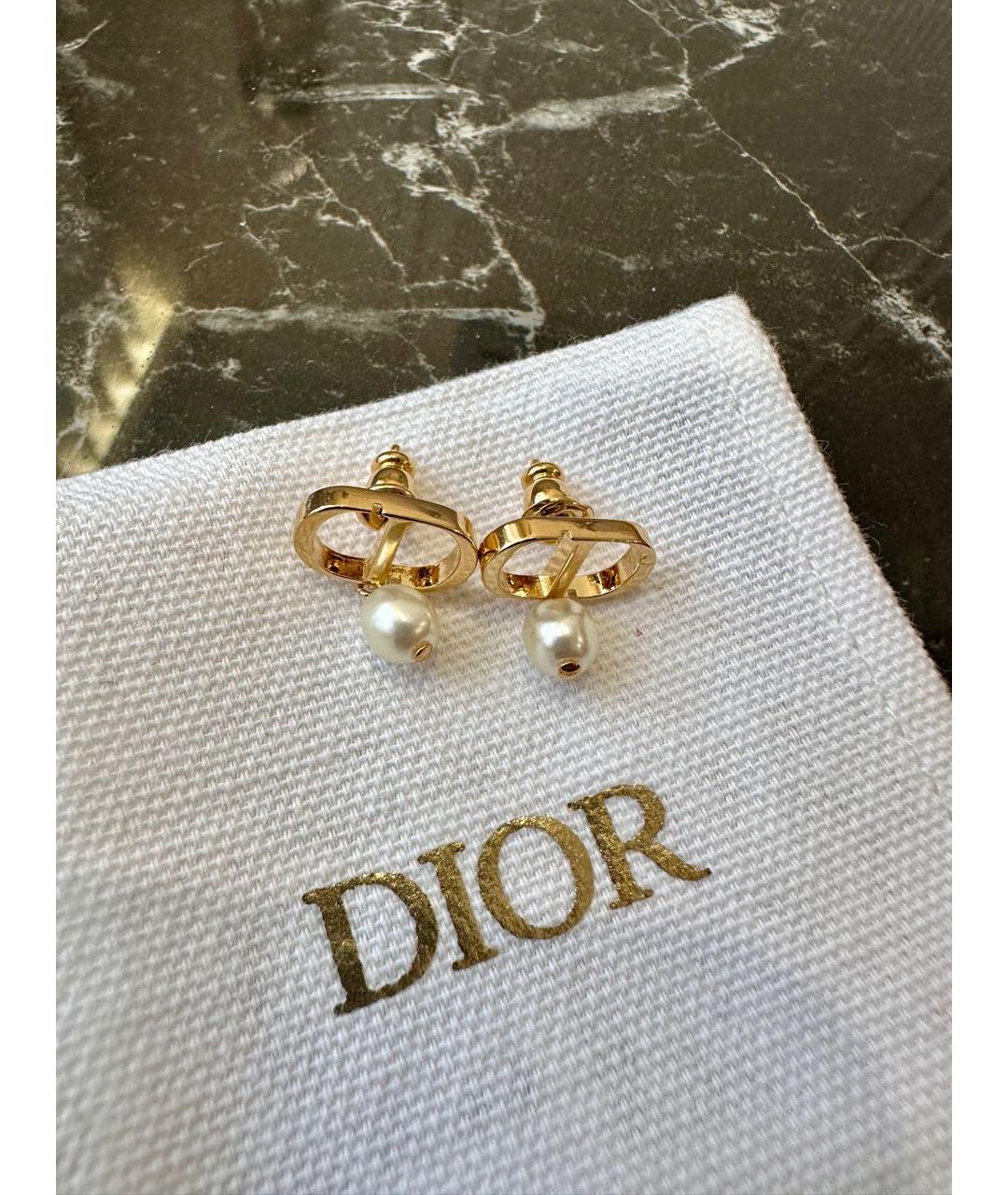 CHRISTIAN DIOR Золотые металлические серьги, фото 8