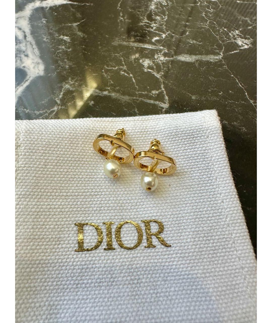 CHRISTIAN DIOR Золотые металлические серьги, фото 6