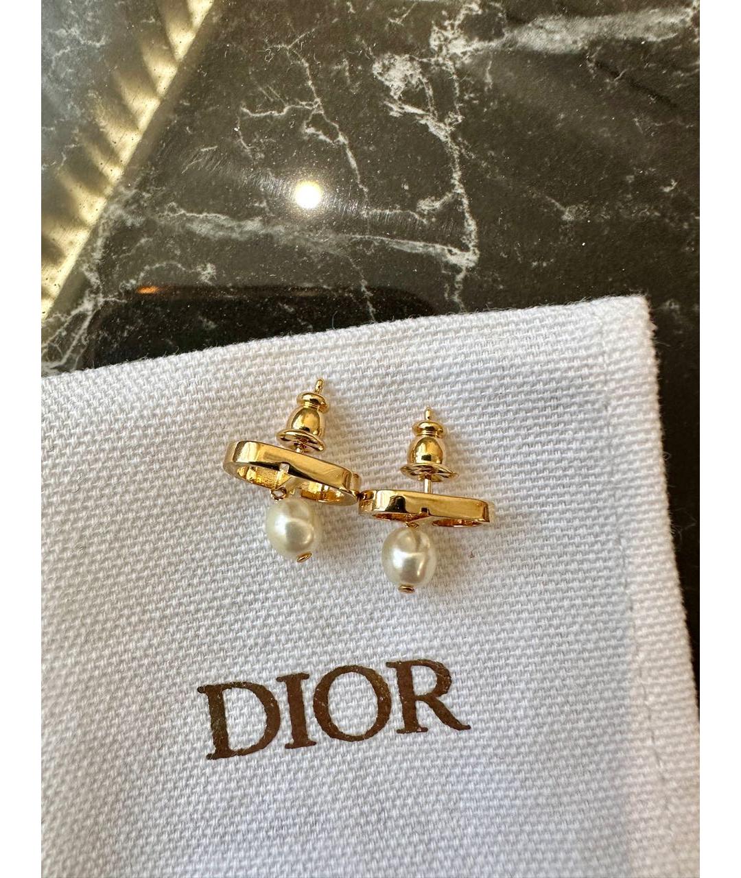 CHRISTIAN DIOR Золотые металлические серьги, фото 7