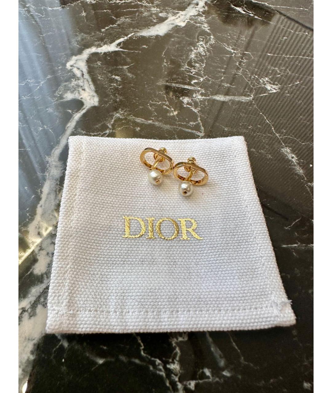 CHRISTIAN DIOR Золотые металлические серьги, фото 5