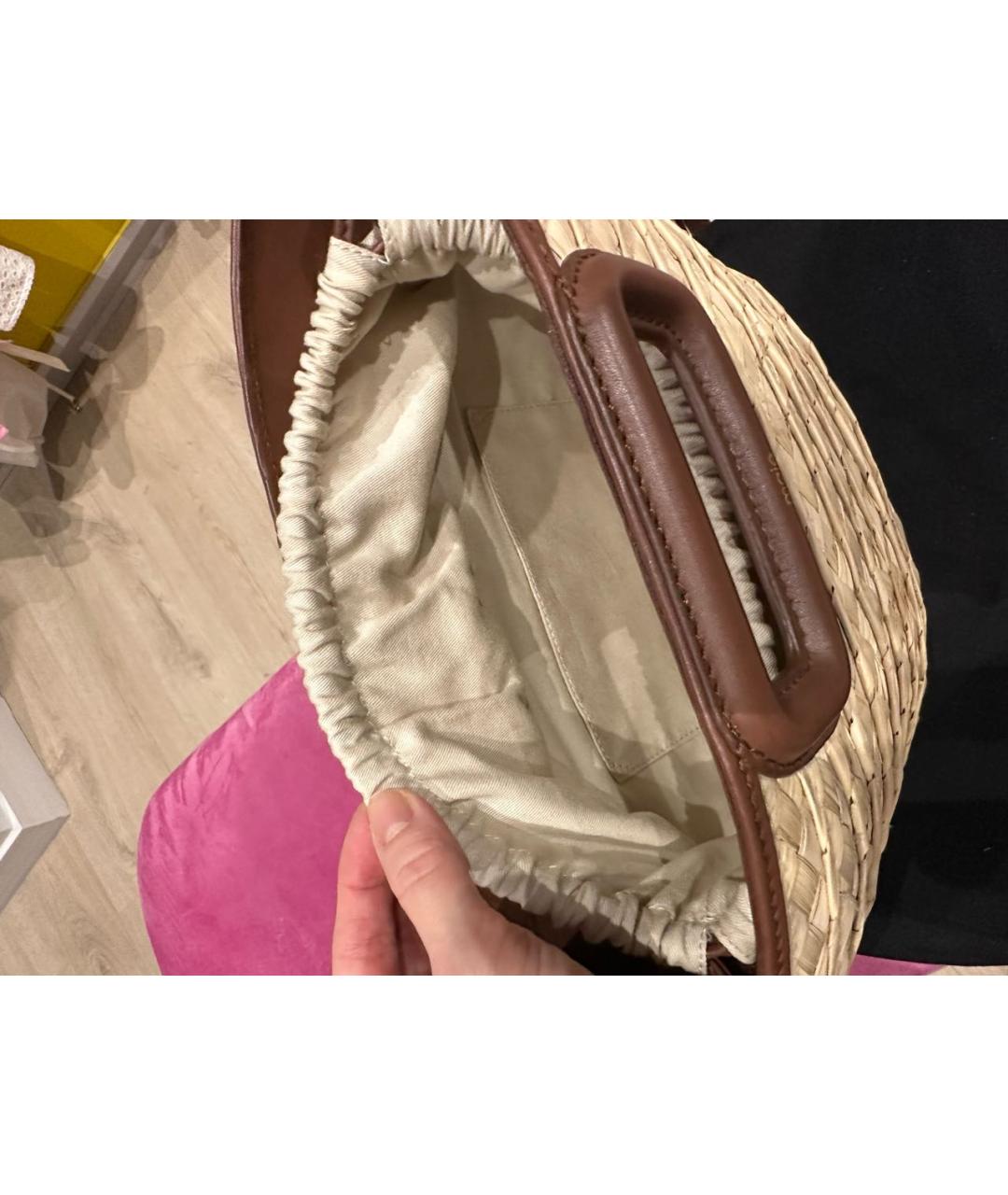 MAJE Бежевая пелетеная пляжная сумка, фото 5