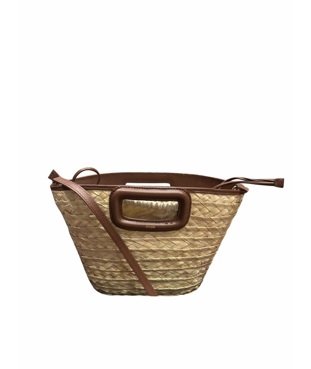 MAJE Бежевая пелетеная пляжная сумка, фото 1