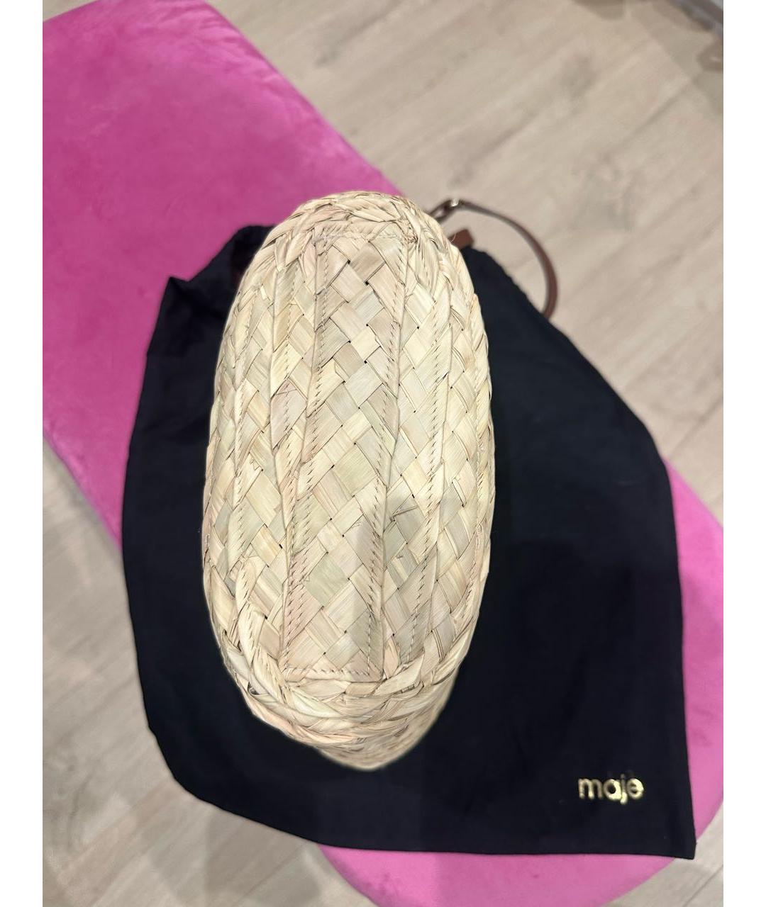 MAJE Бежевая пелетеная пляжная сумка, фото 4