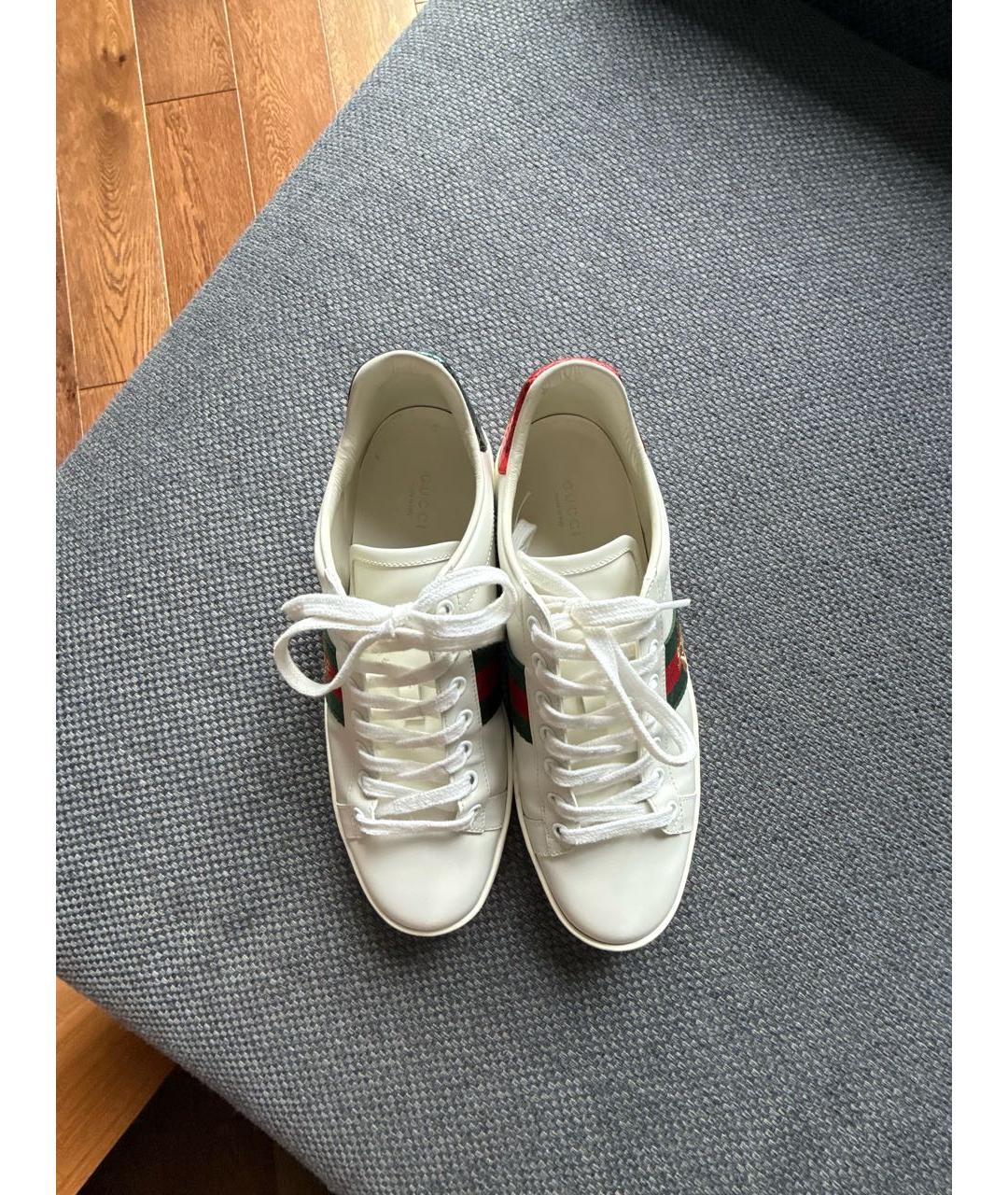GUCCI Белые кожаные кеды, фото 3